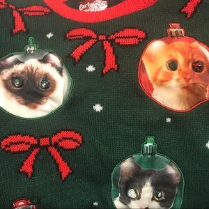Ugly cat Christmas sweater. Size L.